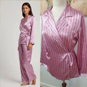 Pink satin classic pinstripe pajama set - Enchanting brand